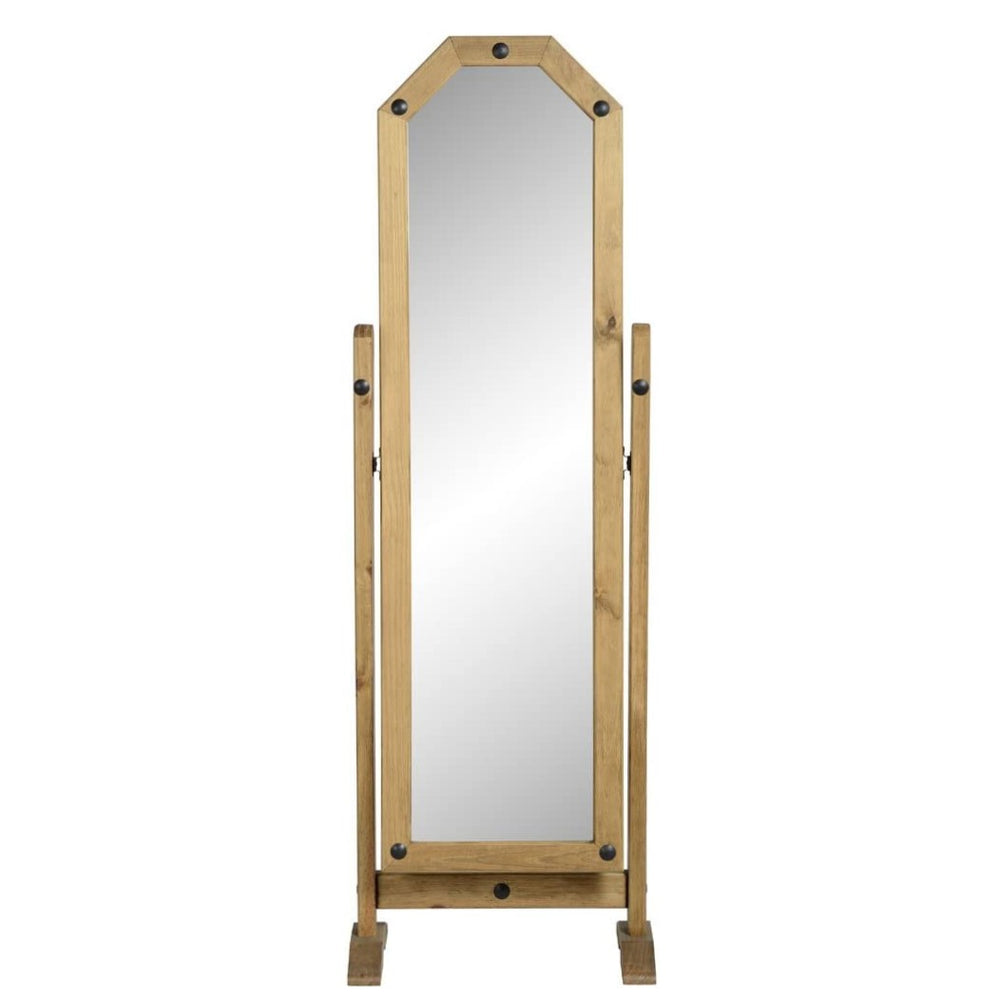 Corona Cheval Mirror in Distressed Waxed Pine - The Furniture Mega Store 