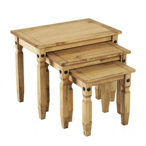 Corona Nest Tables - Distressed Waxed Pine - The Furniture Mega Store 