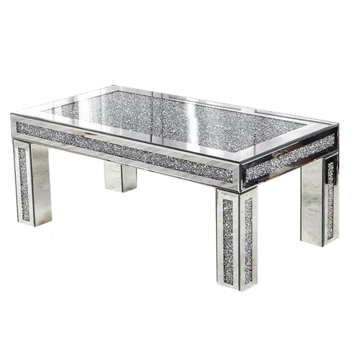 Crushed Diamond Top Mirrored Coffee Table - The Furniture Mega Store 