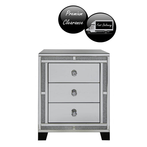 Crystal Edge Mirrored 3 Drawer Bedside Cabinet - The Furniture Mega Store 