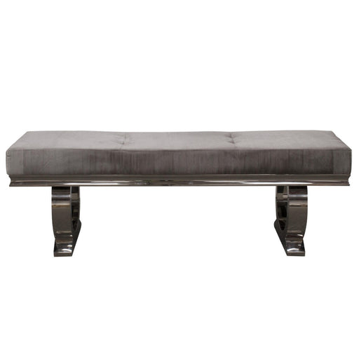 Chelsea Dark Grey Velvet & Chrome Leg Dining Bench - 130cm - The Furniture Mega Store 