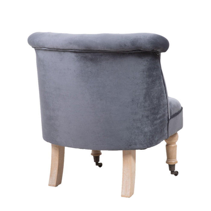 Dark Grey Velvet Cocktail Chair With Oak Legs - The Furniture Mega Store 