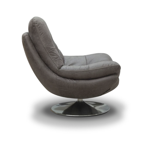 Luxe Fabric & Chrome Swivel Chair - Choice Of Colours - The Furniture Mega Store 