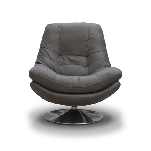 Luxe Fabric & Chrome Swivel Chair & Matching Footstool Set - Choice Of Colours - The Furniture Mega Store 