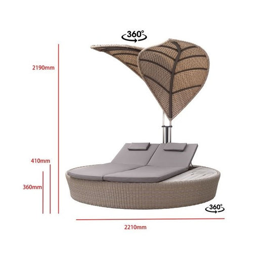 Tropical Palms Luxury 360° Swivel Rotating Rattan Day Bed - The Furniture Mega Store 