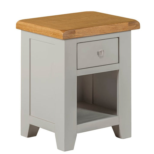 Chester Dove Grey & Solid Oak 1 Drawer Bedside - The Furniture Mega Store