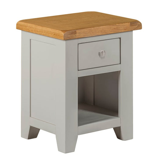 Chester Dove Grey & Solid Oak 1 Drawer Bedside - The Furniture Mega Store 