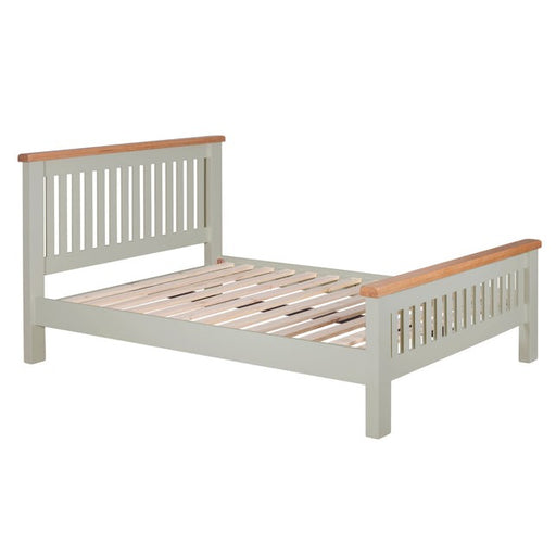 Chester Dove Grey & Solid Oak Bed - Choice Of Sizes - The Furniture Mega Store 