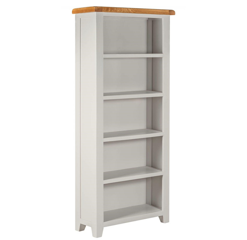 Chester Dove Grey & Solid Oak Large Bookcase - The Furniture Mega Store 