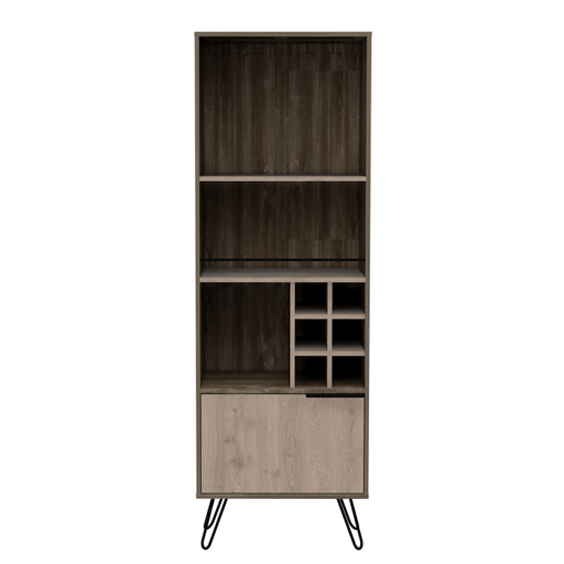 New York Smoked Oak-Bleached Grey Collection Tall Bar Cabinet - The Furniture Mega Store 