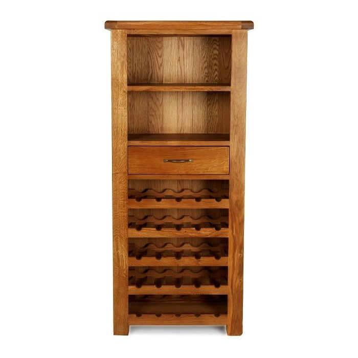Earlswood Solid Oak Tall Wine Cabinet - The Furniture Mega Store 
