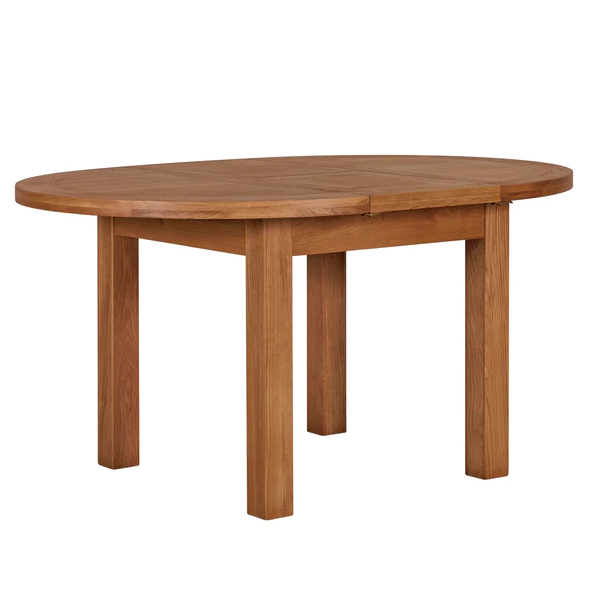 Torino Country Solid Oak Round Extending Dining Table - 110cm - The Furniture Mega Store 