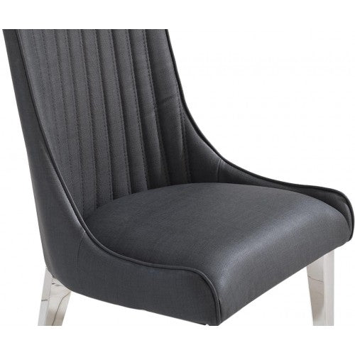 Jupiter Grey Faux Leather & Chrome Dining Chairs - Set Of 2 - The Furniture Mega Store 