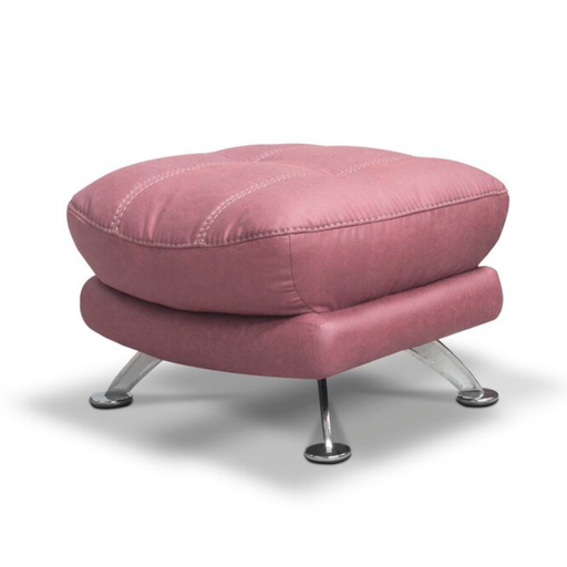 Luxe Fabric & Chrome Swivel Chair & Matching Footstool Set - Blush Pink - The Furniture Mega Store