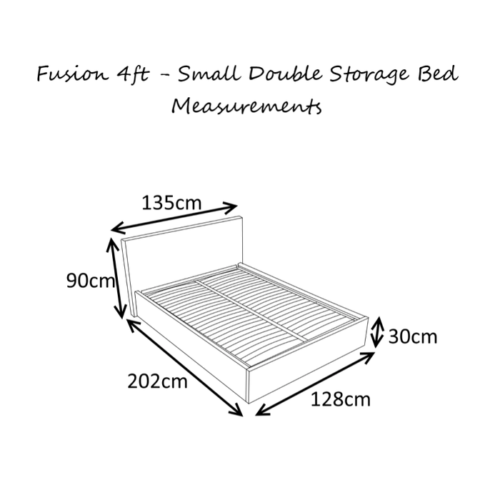 Fusion Small Double 4ft Storage Bed - White Faux Leather - The Furniture Mega Store 