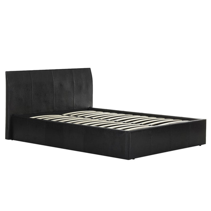 Fusion Small Double 4ft Storage Bed - Black Faux Leather - The Furniture Mega Store 