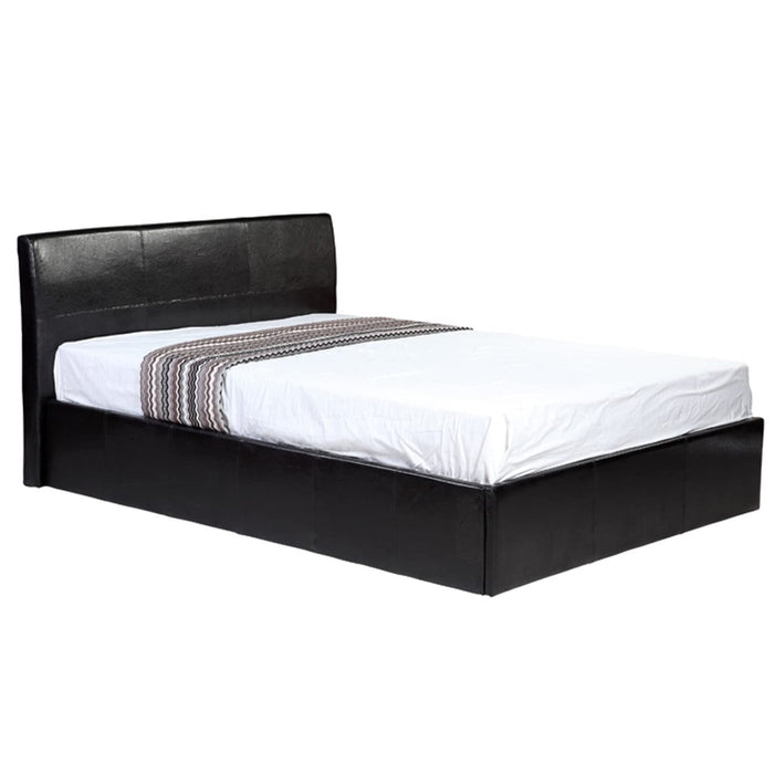 Fusion Small Double 4ft Storage Bed - Black Faux Leather - The Furniture Mega Store 