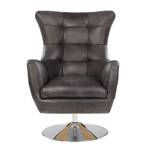 Bristol Top Grain Leather Swivel Chair - Antique Ebony - The Furniture Mega Store 