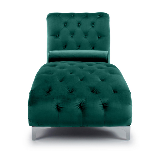 Luxury Green Velvet Chaise Longue - The Furniture Mega Store 