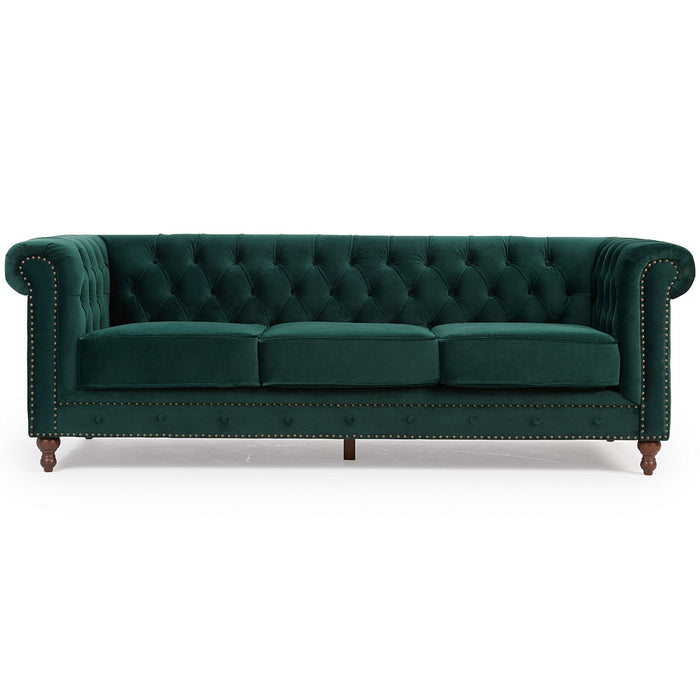 Eleanor Plush Velvet Chesterfield Sofa & Chair Collection - Choice Of Colours - The Furniture Mega Store 