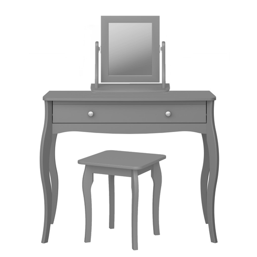 Baroque 1 Drawer Dressing Table Set - Grey Painted Finish - The Furniture Mega Store 