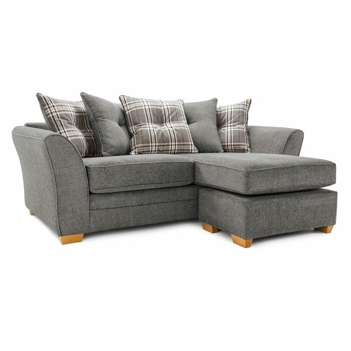 Charlotte Grey Fabric Scatter Back Chaise Sofa & Armchair Set  3 + 1 + 1 - The Furniture Mega Store 