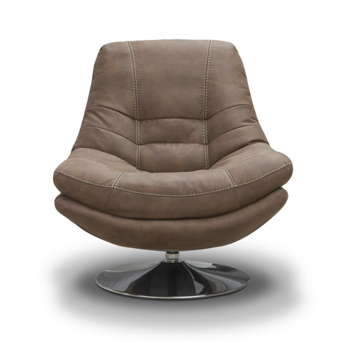 Luxe Fabric & Chrome Swivel Chair - Choice Of Colours - The Furniture Mega Store 