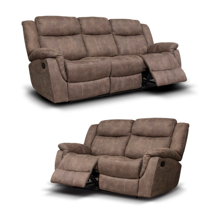 Walton Manual Fabric Recliner 3 Seater & 2 Seater Sofa Set - Choice Of Colours - The Furniture Mega Store 