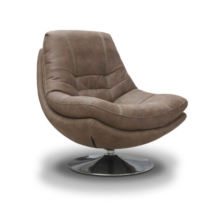 Luxe Fabric & Chrome Swivel Chair & Matching Footstool Set - Hazel - The Furniture Mega Store 