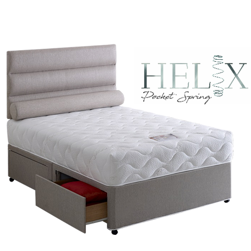 Helix Harmony 1000 Pocket Spring Encapsulated Tencel Divan Bed Set - Inc Headboard - The Furniture Mega Store 