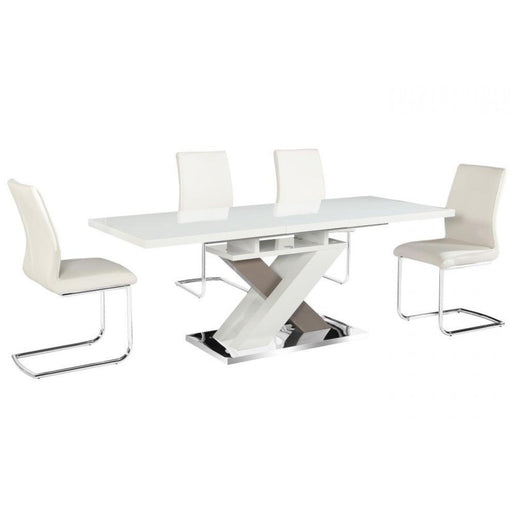 Nora Extending High Gloss Dining Set - Table & 6 Chairs - The Furniture Mega Store 