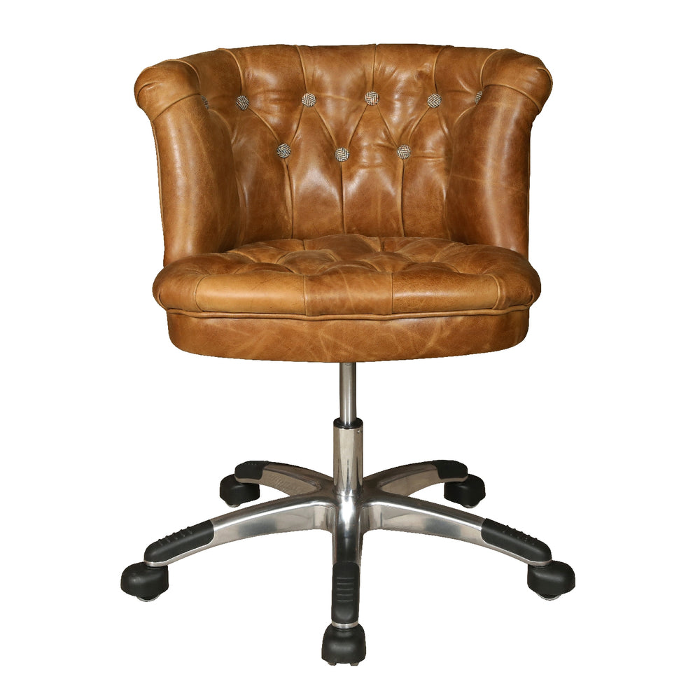 Parker Swivel Office Chair Choice Of Vintage Leather & Harris Tweed - The Furniture Mega Store 