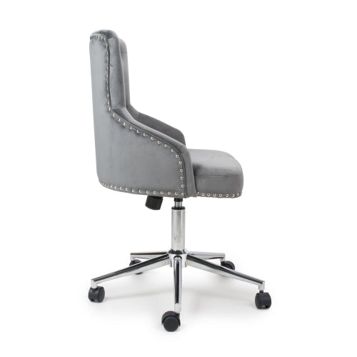 Henley Grey Brushed Velvet Office Chair - The Furniture Mega Store 