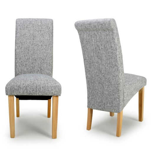 Karta Scroll Back Grey Weave Rollback Dining Chairs - Set Of 2 - The Furniture Mega Store 