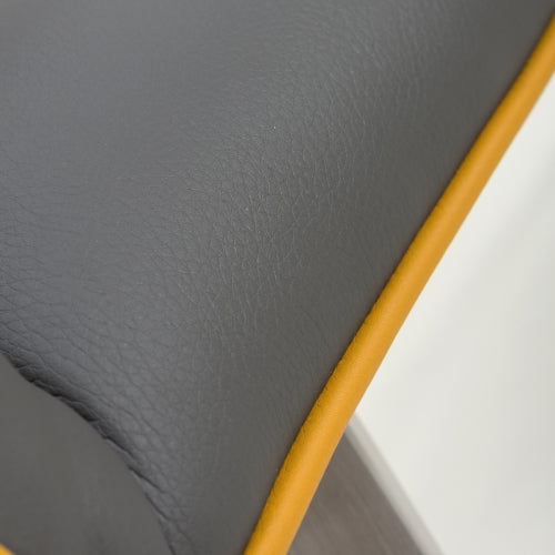 Mako Graphite Grey & Yellow Stitch Leather Swivel Bar Stool - The Furniture Mega Store 