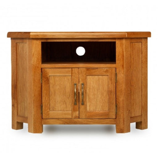 Earlswood Solid Oak Petite Corner TV Unit - The Furniture Mega Store 