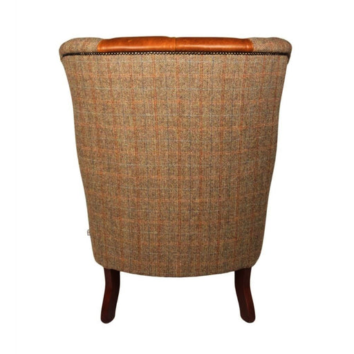 Knightsbridge Harris Tweed & Vintage Leather Wingback Chair - Various Options - The Furniture Mega Store 