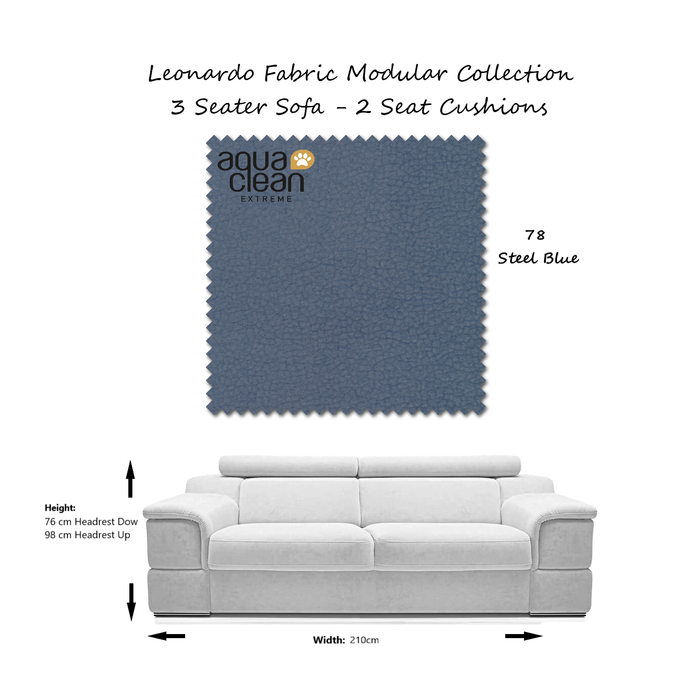 Leonardo Modular Sofa Collection - Choice Of Aqua Clean Fabric or 100% Genuine Leather Upholstery - The Furniture Mega Store 