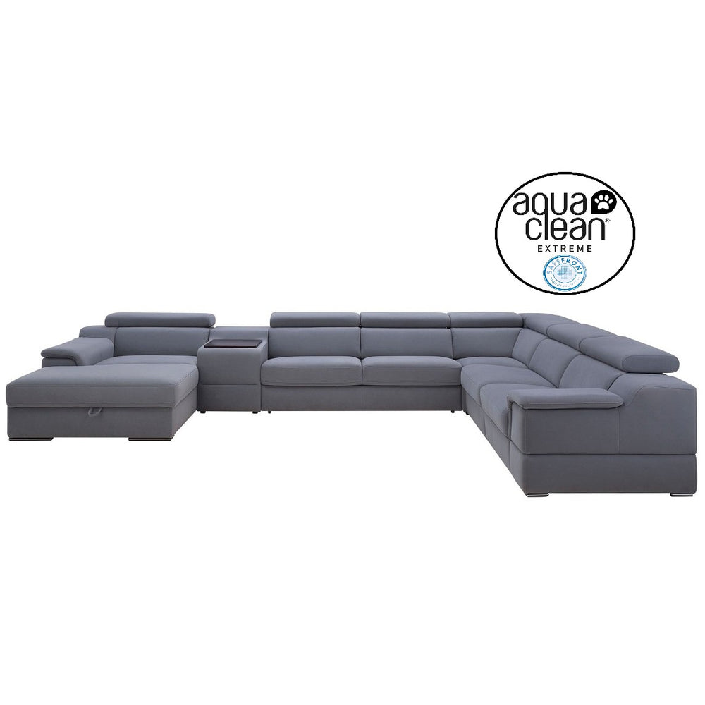 Leonardo Modular Sofa Collection - Choice Of Aqua Clean Fabric or 100% Genuine Leather Upholstery - The Furniture Mega Store 