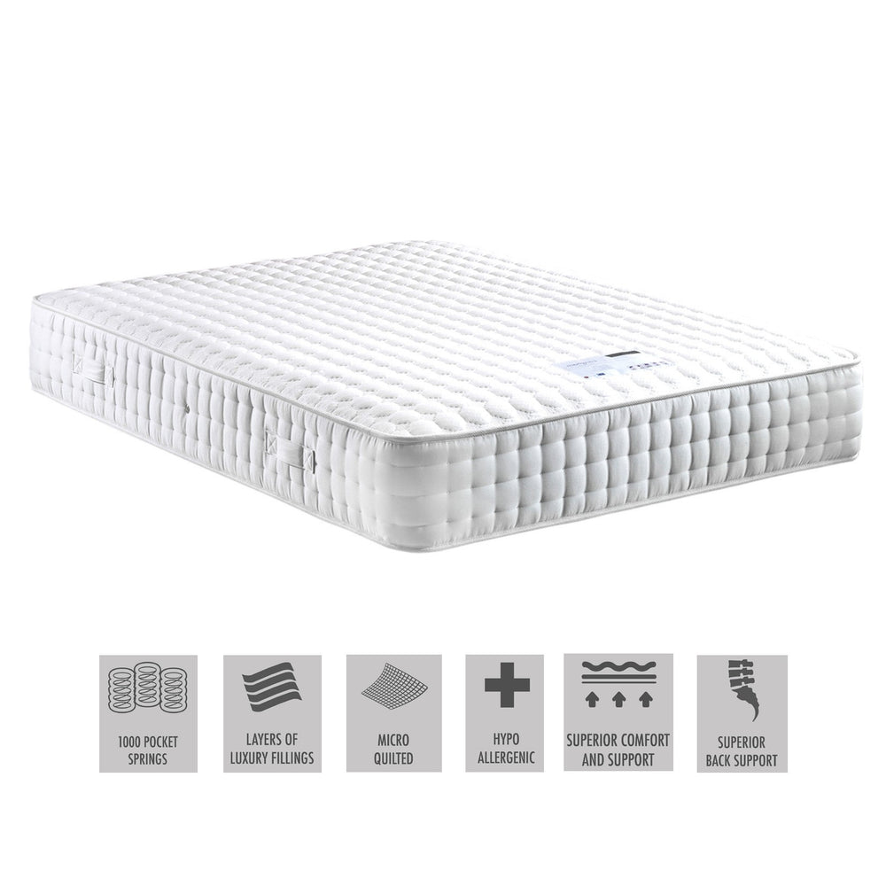 Langham 1000 Pocket Micro Quilted Luxury Mattress - The Furniture Mega Store 