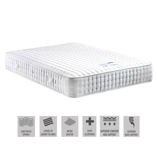 Langham 1000 Pocket Micro Quilted Luxury Mattress - The Furniture Mega Store 