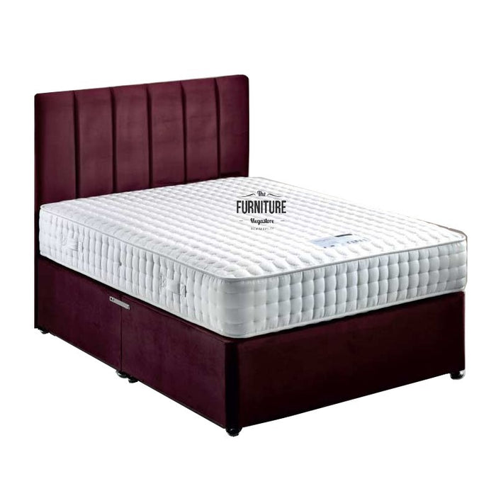 Langham 1000 Luxury Pocket Divan Bed Set - Base + Headboard + Mattress - Choice Of Colours & Sizes - The Furniture Mega Store 