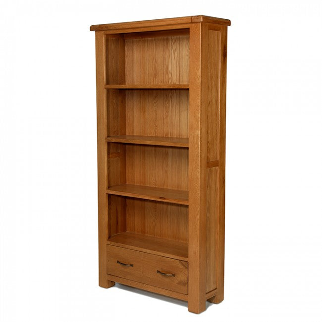 Earlswood Solid Oak 1 Drawer Large Bookcase - The Furniture Mega Store 