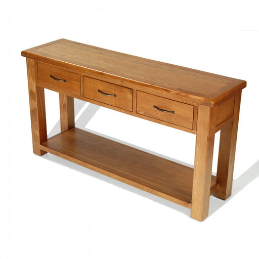 Earlswood Solid Oak Large 3 Drawer Console Table The Furniture