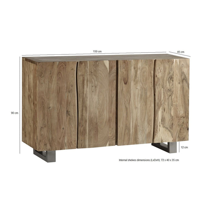 Prague Live Edge 4 Door Large Sideboard - The Furniture Mega Store 