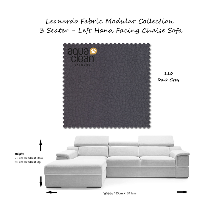 Leonardo Modular Sofa Collection - Choice Of Aqua Clean Fabric or 100% Genuine Leather Upholstery - The Furniture Mega Store 