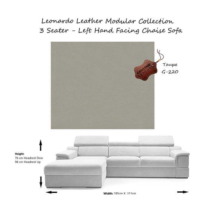 Leonardo Modular Sofa Collection - Choice Of Aqua Clean Fabric or 100% Genuine Leather Upholstery - The Furniture Mega Store 