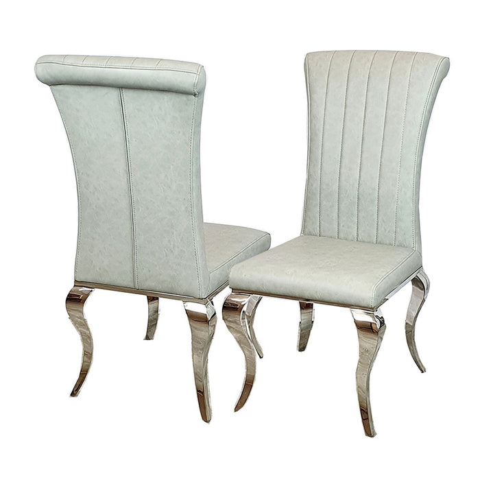 Dining chairs with silver legs discount