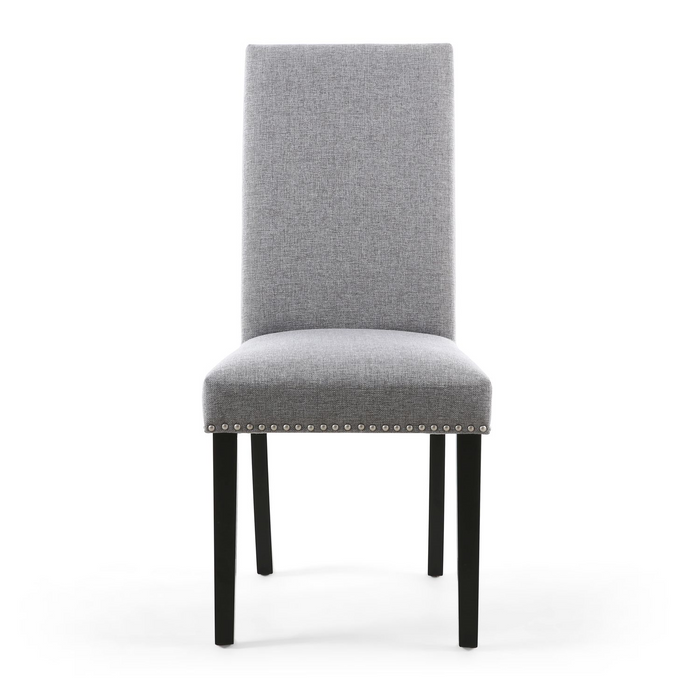 Linen Effect Silver Grey Dining Chairs With Black Legs {Set Of 2} - The Furniture Mega Store 