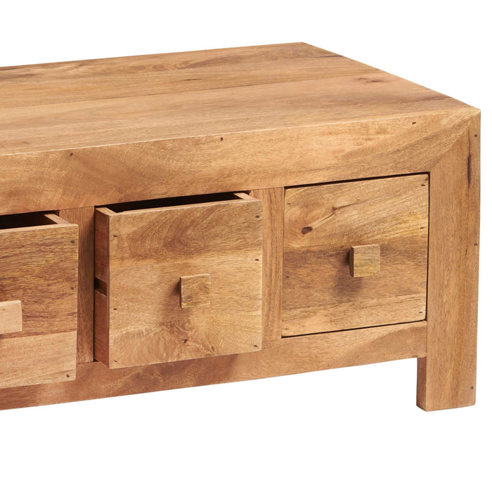 Maya Light Mango Wood 8 Drawer Coffee Table - The Furniture Mega Store 